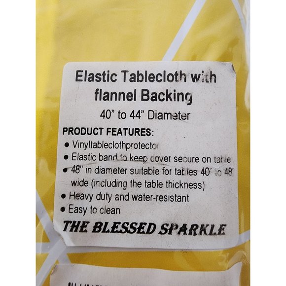 The Blessed Sparkle Vinyl Fitted Elastic Tablecloth (40" - 44" Diameter* Yellow) - Picture 3 of 5